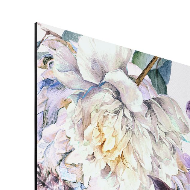 Quadros decorativos Delicate Watercolour Boho Flowers And Feathers Pattern