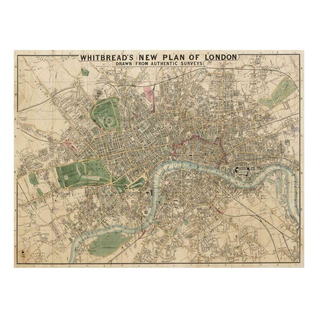 Quadros em madeira vintage Vintage Map London