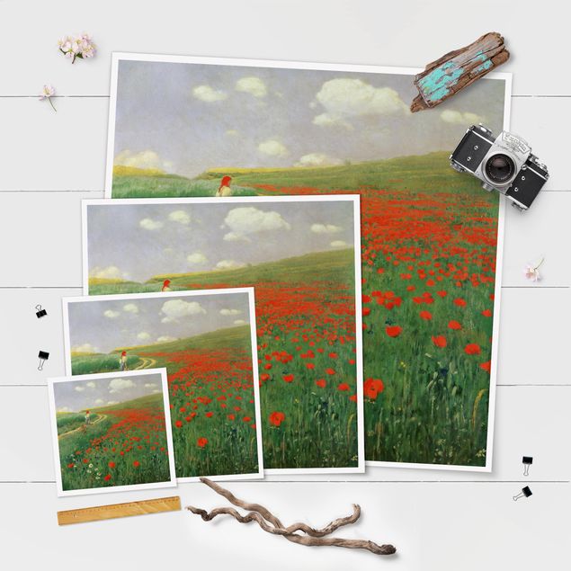 Quadros florais Pál Szinyei-Merse - Summer Landscape With A Blossoming Poppy