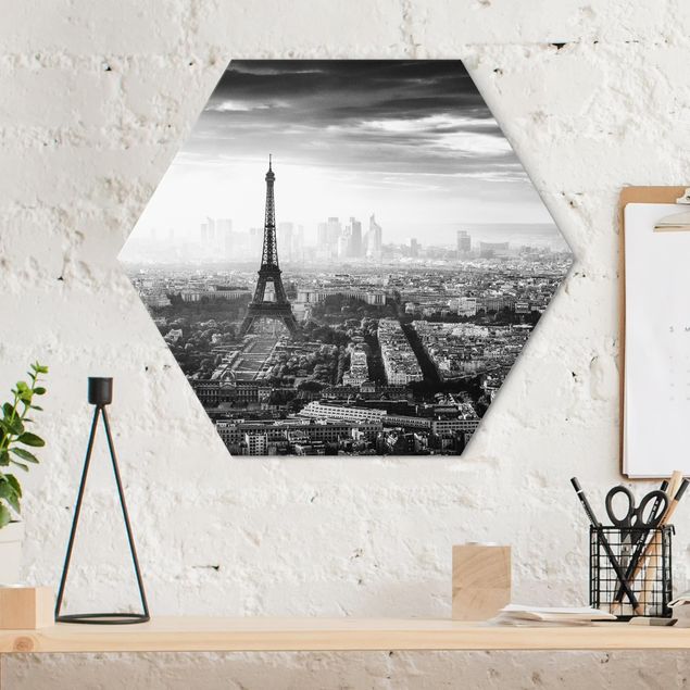 Quadros Paris The Eiffel Tower From Above Black And White