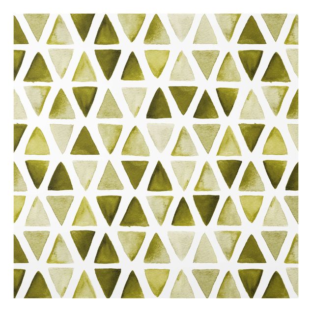 Painel anti-salpicos de cozinha Olive Coloured Watercolour Triangles