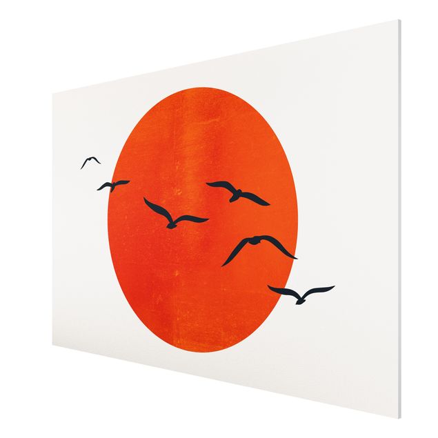 Quadros famosos Flock Of Birds In Front Of Red Sun I