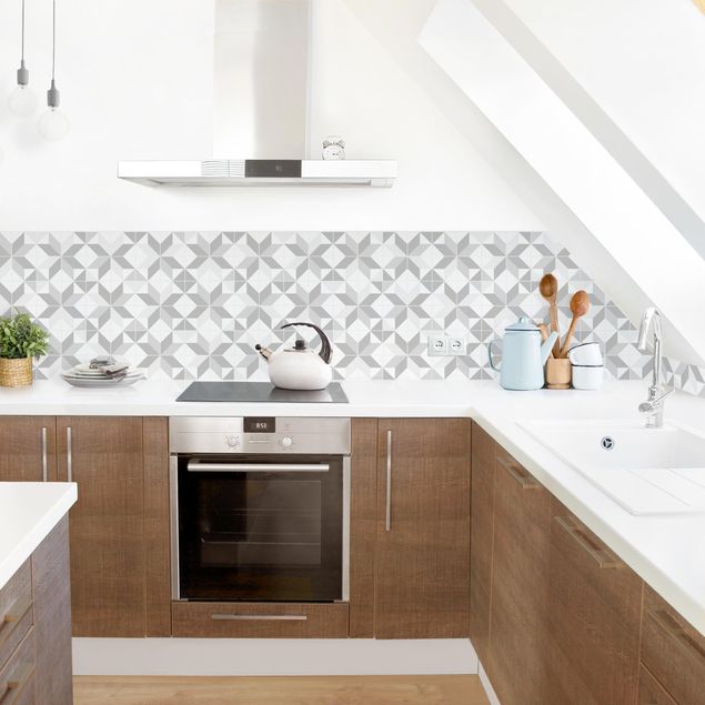Backsplash de cozinha imitação azulejos Star Shaped Tiles - Grey