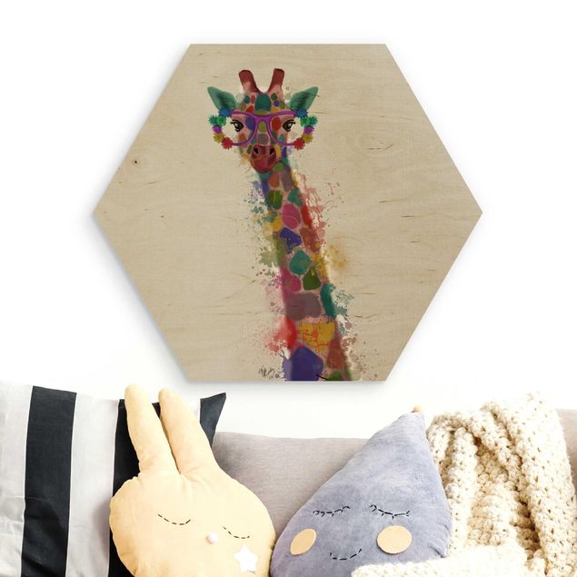 Decoração para quarto infantil Rainbow Splash Giraffe