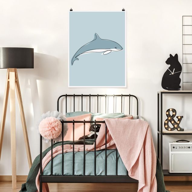 Posters animais Dolphin Line Art