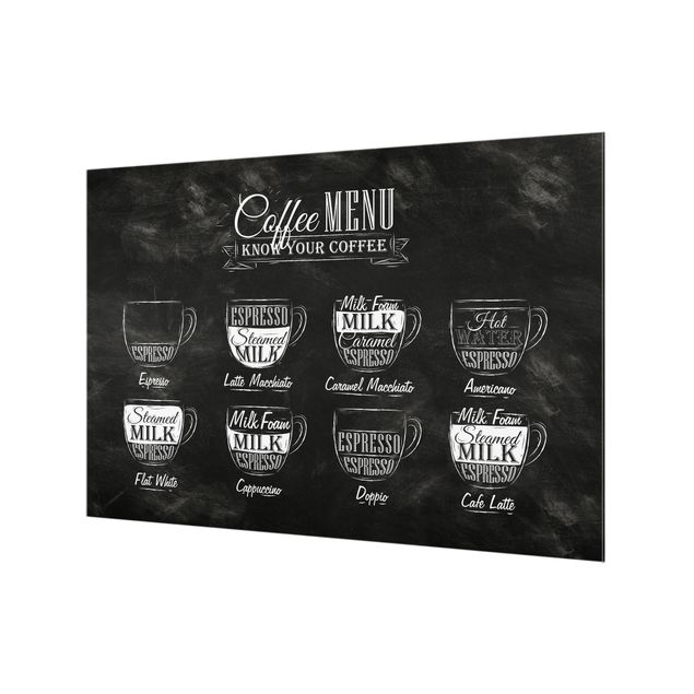 Painel anti-salpicos de cozinha Coffees chalkboard