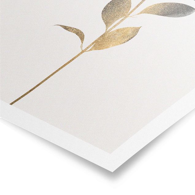 Posters flores Graphical Plant World - Gold And Grey
