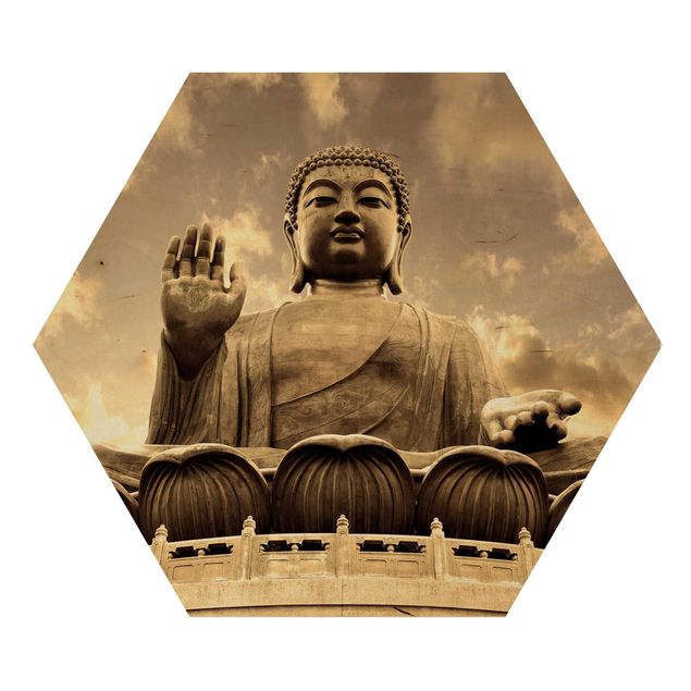 Quadros hexagonais Big Buddha Sepia