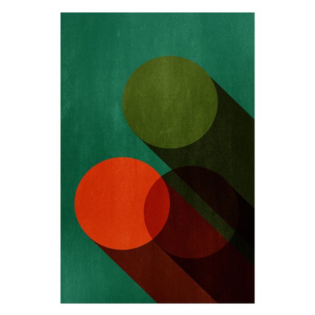 Quadros famosos Abstract Shapes - Circles In Green And Red