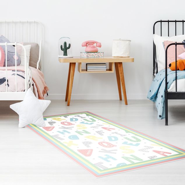 decoração para quartos infantis Alphabet In Pastel Colours With Frame