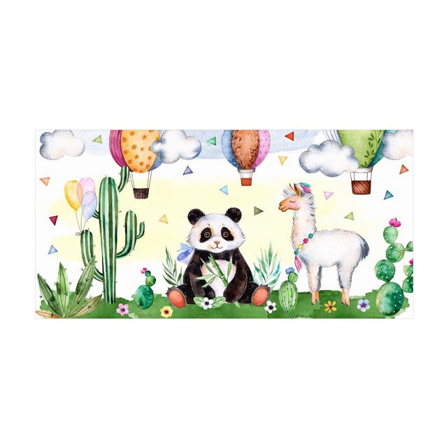 tapete flor Panda And Lama Watercolour