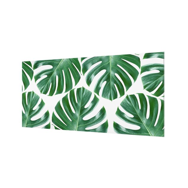 Painel anti-salpicos de cozinha Tropical Green Leaves Monstera