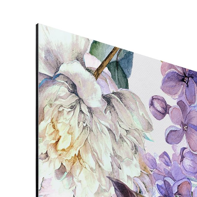 Quadros decorativos Delicate Watercolour Boho Flowers And Feathers Pattern