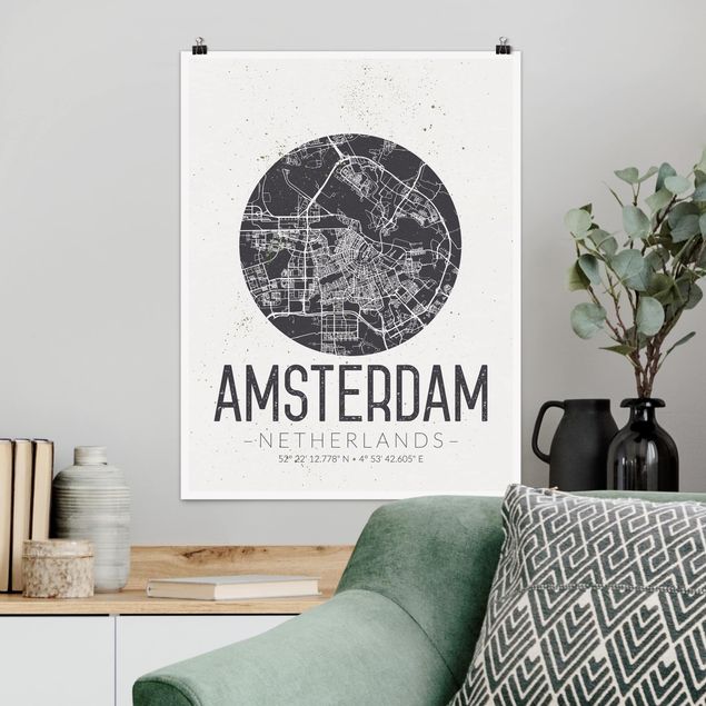 decoraçao cozinha Amsterdam City Map - Retro