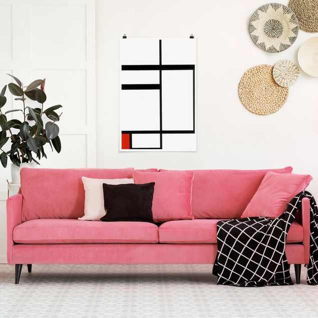 Quadros movimento artístico Impressionismo Piet Mondrian - Composition with Red, Black and White