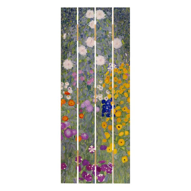 Quadros em madeira flores Gustav Klimt - Cottage Garden