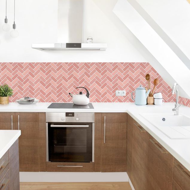 Backsplash de cozinha imitação azulejos Fish Bone Tiles - Antique Pink