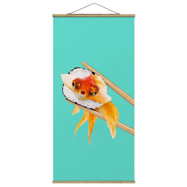 quadros modernos para quarto de casal Sushi With Goldfish
