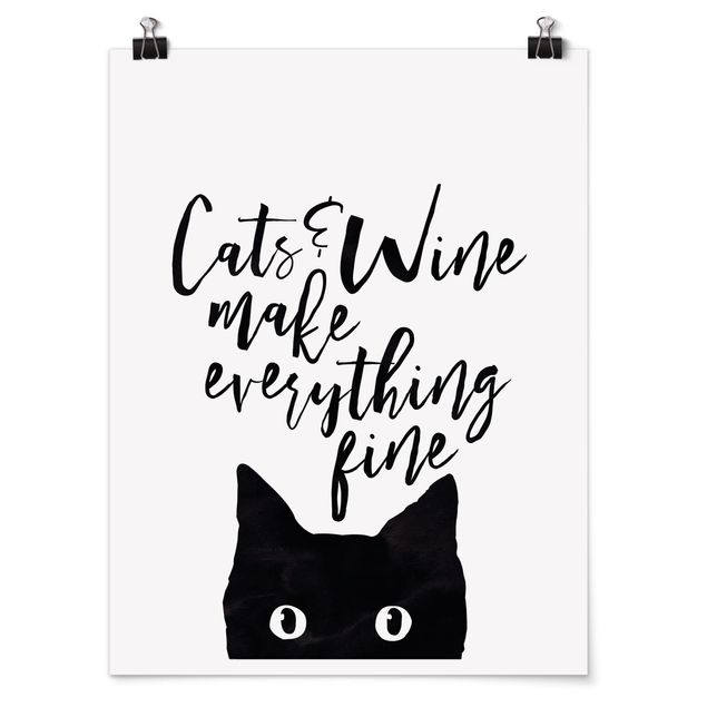 Posters frases Cats And Wine make Everything Fine