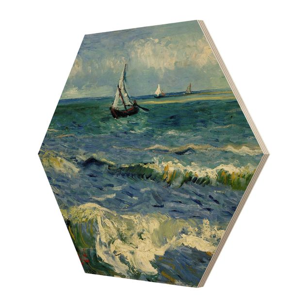 Quadros em madeira paisagens Vincent Van Gogh - Seascape Near Les Saintes-Maries-De-La-Mer