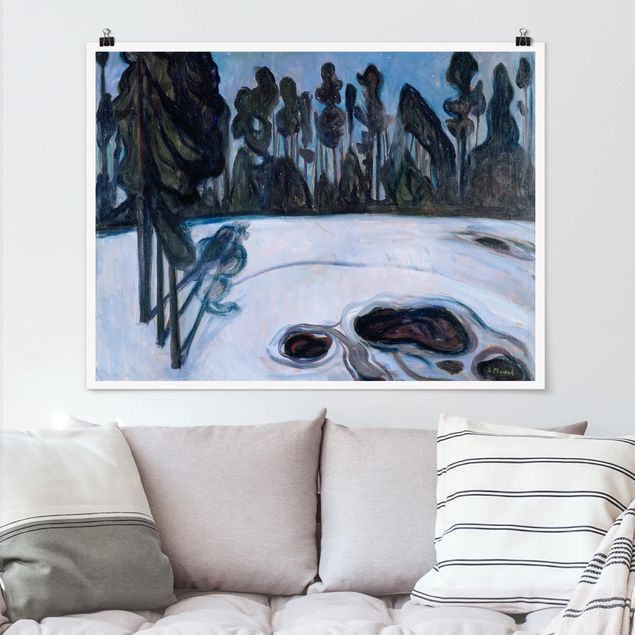 Quadros movimento artístico Expressionismo Edvard Munch - Starry Night