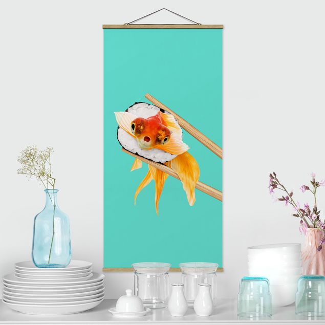 decoraçao para parede de cozinha Sushi With Goldfish