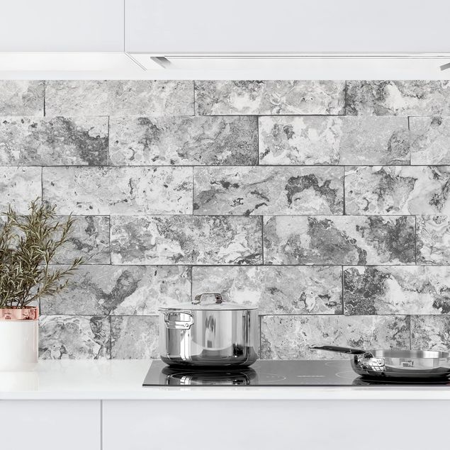 decoraçao para parede de cozinha Stone Wall Natural Marble Grey