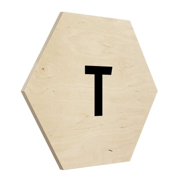 quadro de madeira para parede Letter White T