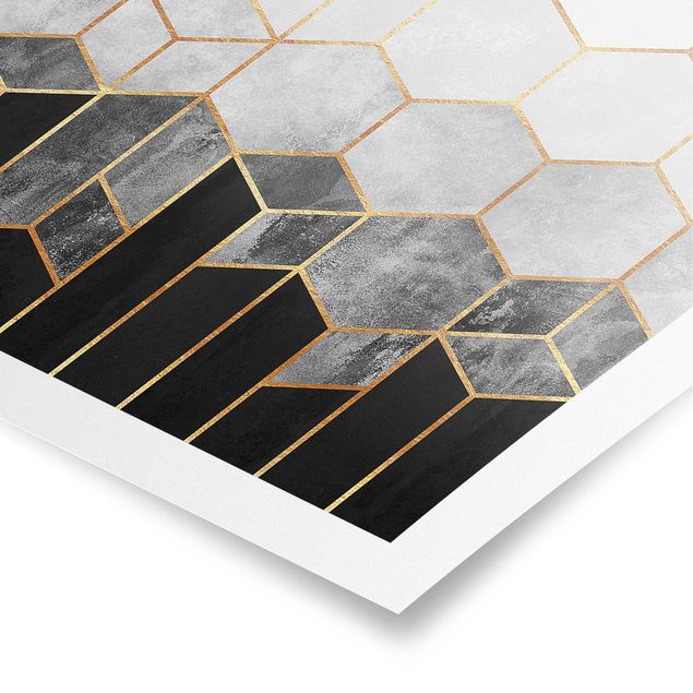 Quadros de Elisabeth Fredriksson Golden Hexagons Black And White
