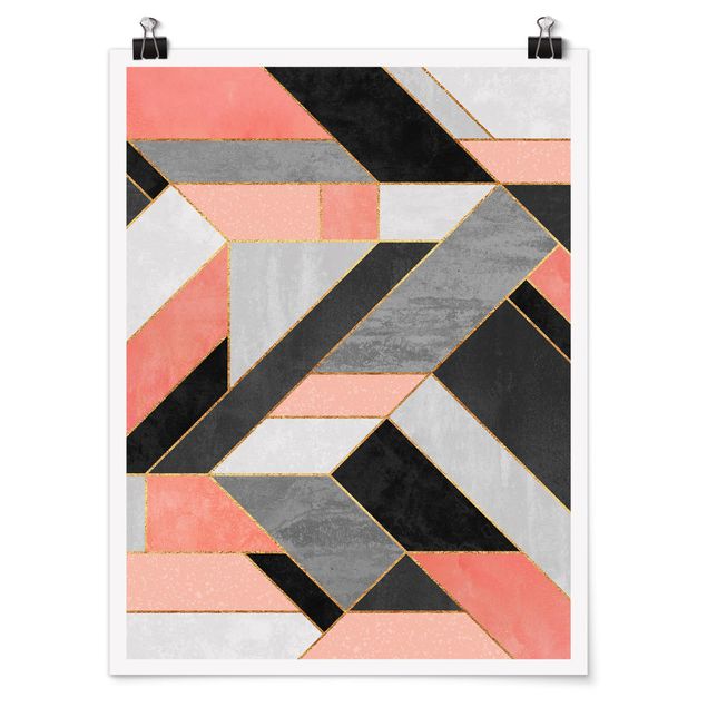Quadros famosos Geometry Pink And Gold