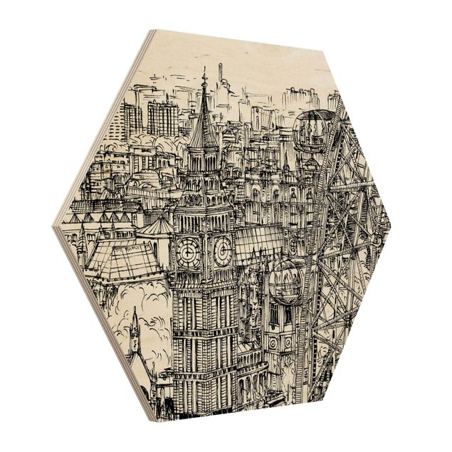 Quadros hexagonais City Study - London Eye