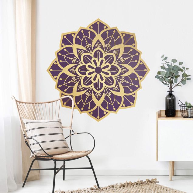 decoraçao cozinha Mandala Flower Pattern Gold Violet