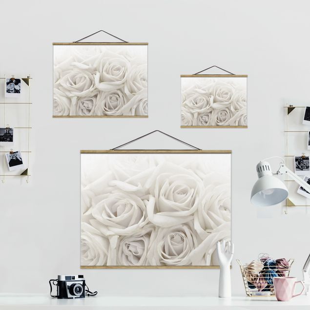 Quadros em tecido White Roses