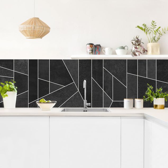 painel anti salpicos cozinha Black And White Geometric Watercolour
