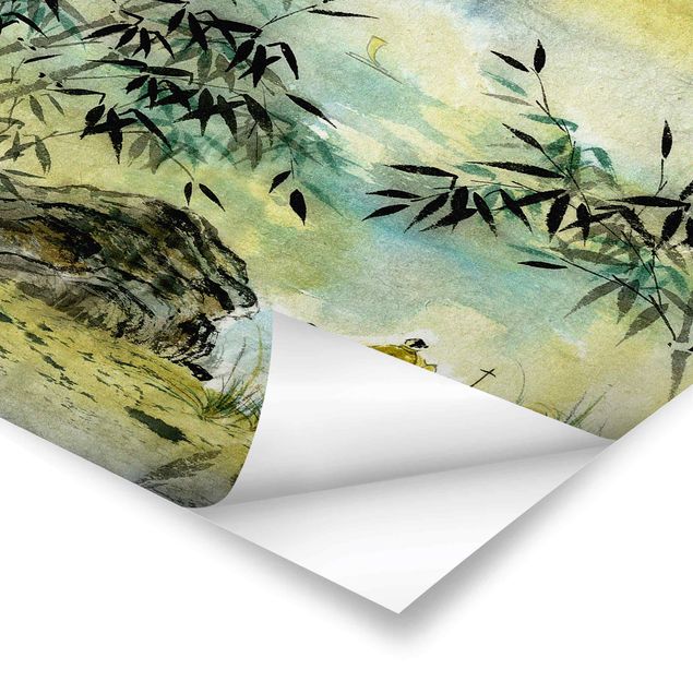 Posters cidades e paisagens urbanas Japanese Watercolour Drawing Bamboo Forest
