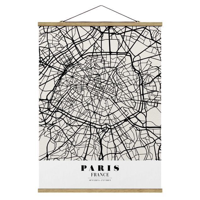 Quadros mapa mundi Paris City Map - Classic