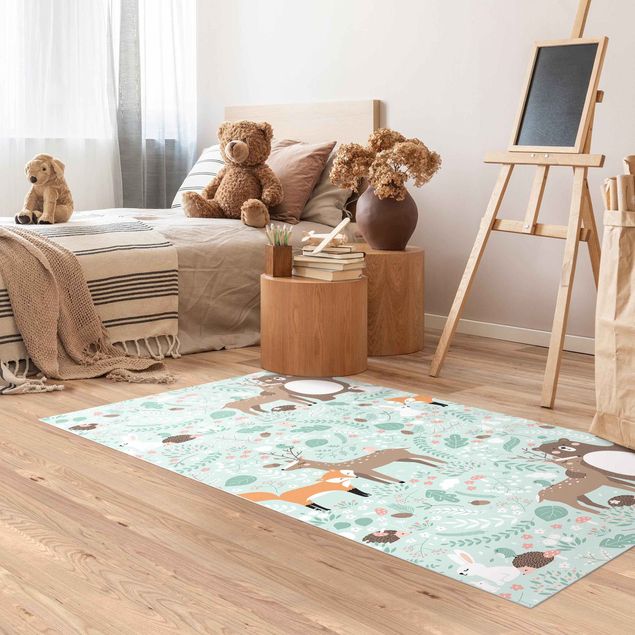 decoração para quartos infantis Forest-Friends-With-Forest-Animals