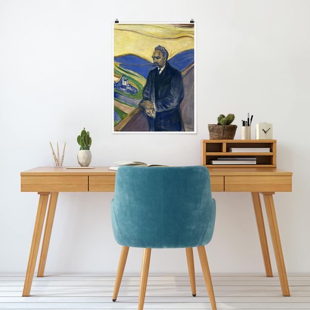 Quadros movimento artístico Pós-impressionismo Edvard Munch - Portrait of Friedrich Nietzsche