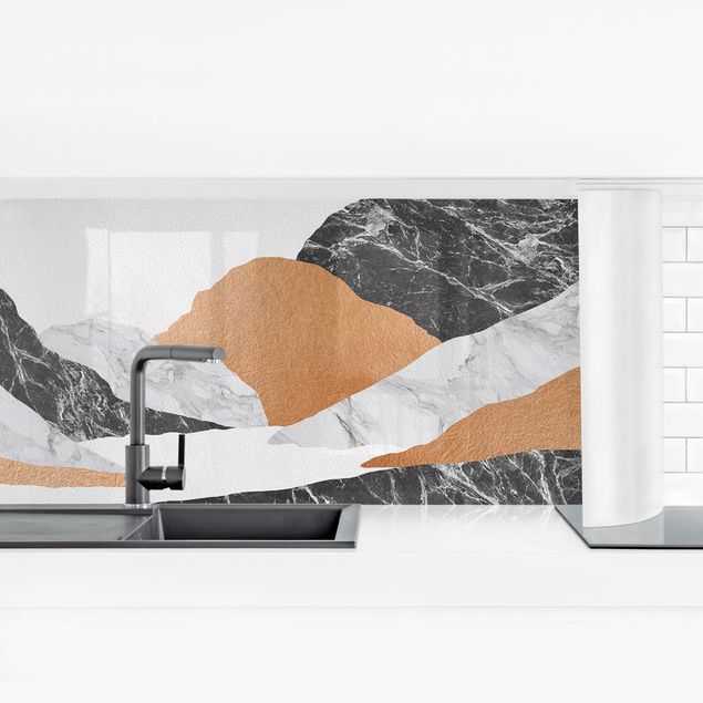 Backsplash de cozinha Landscape In Marble And Copper II