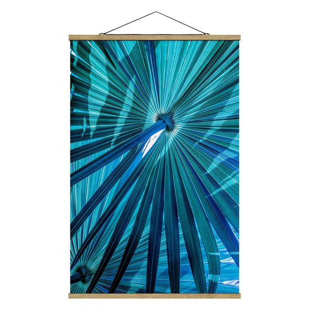 quadros flores Tropical Plants Palm Leaf In Turquoise