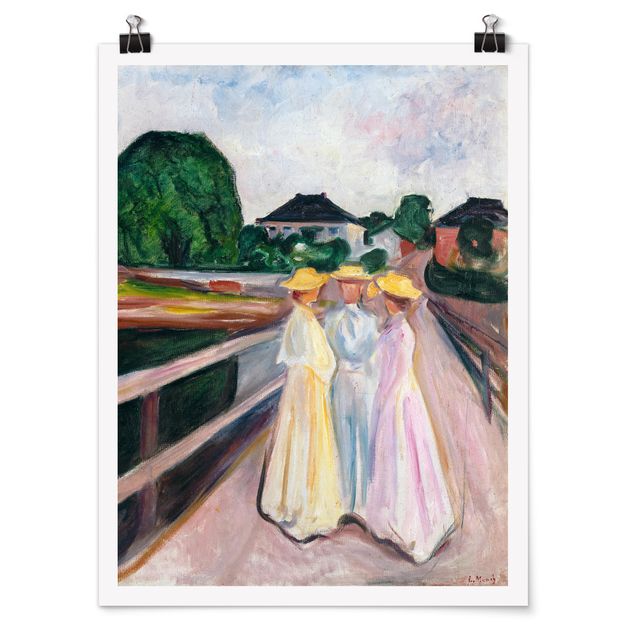 Quadros por movimento artístico Edvard Munch - Three Girls on the Bridge