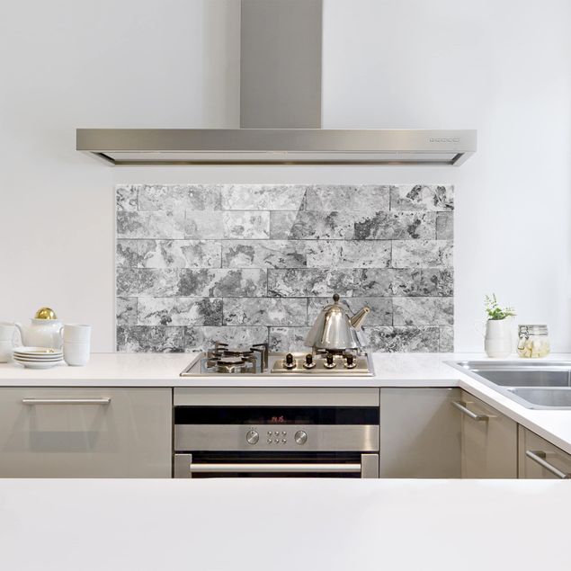 Painel anti-salpicos de cozinha imitação pedra Stone Wall Natural Marble Grey