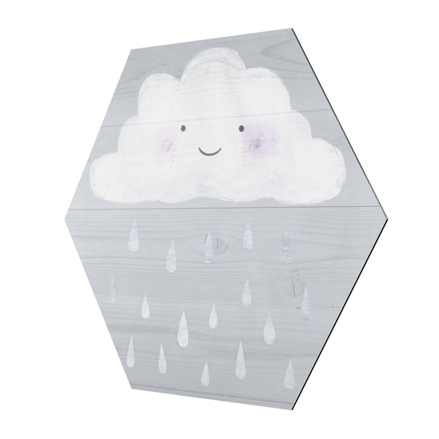 Quadros hexagonais Cloud With Silver Raindrops