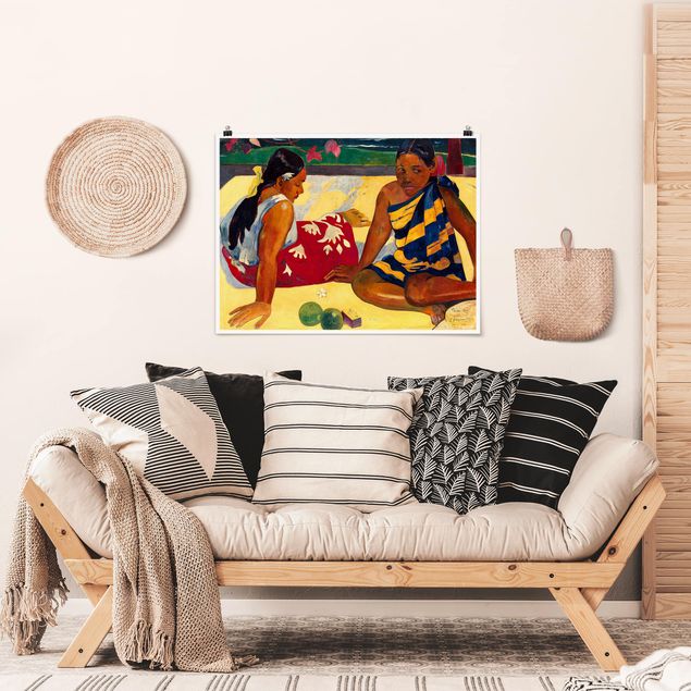 Quadros movimento artístico Impressionismo Paul Gauguin - Parau Api (Two Women Of Tahiti)