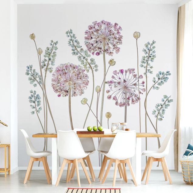 Papel de parede estilo rústico Allium Illustration