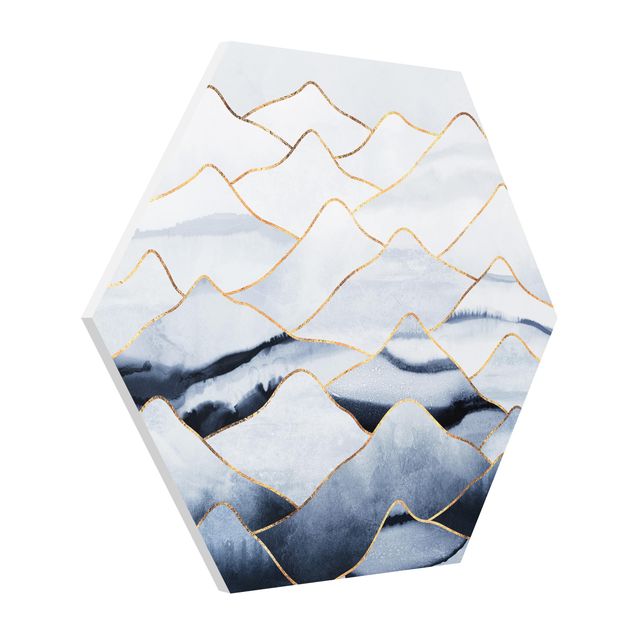 Quadros famosos Watercolour Mountains White Gold