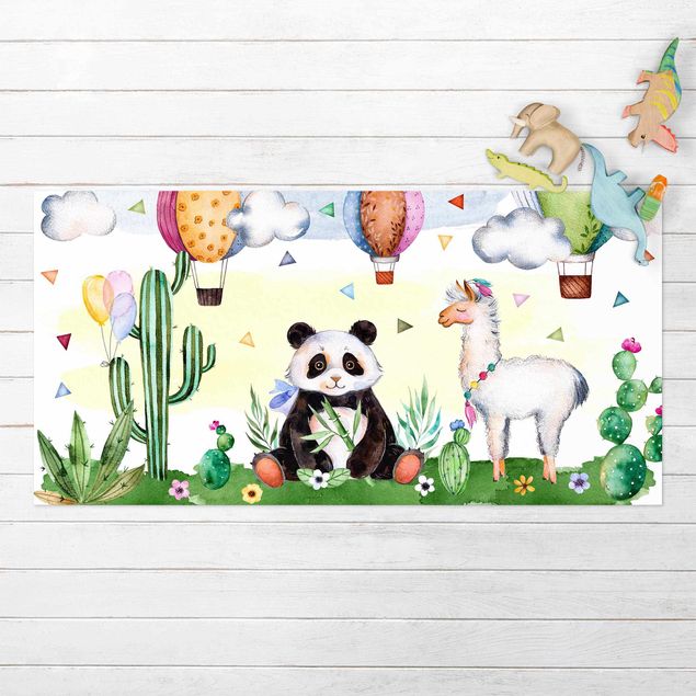 tapetes de exterior Panda And Lama Watercolour