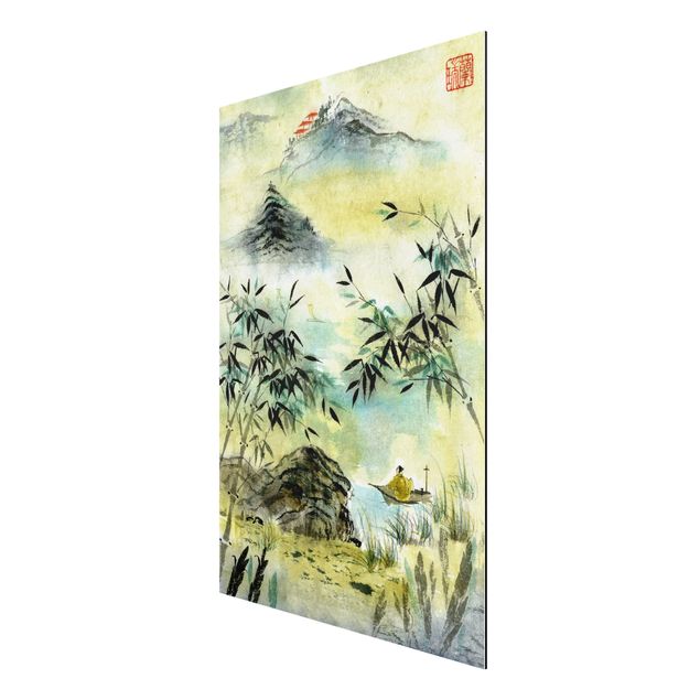 Quadros árvores Japanese Watercolour Drawing Bamboo Forest