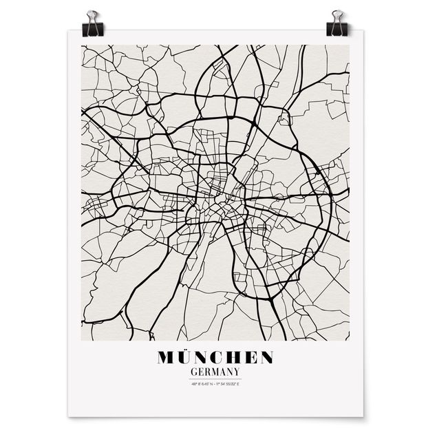 Posters cidades e paisagens urbanas Munich City Map - Classic