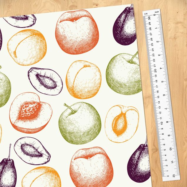 películas adesivas Hand Drawn Fruit Kitchen Pattern